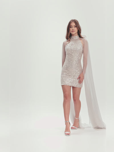 Rochie de ocazie mini din mătase naturală cu corset brodat manual – eleganță și rafinament în mișcare